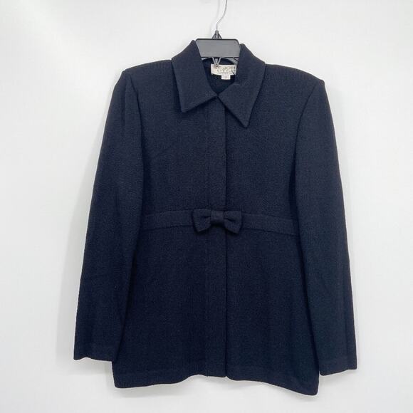 St. John Evening Black Santana Knit Jacket Bow